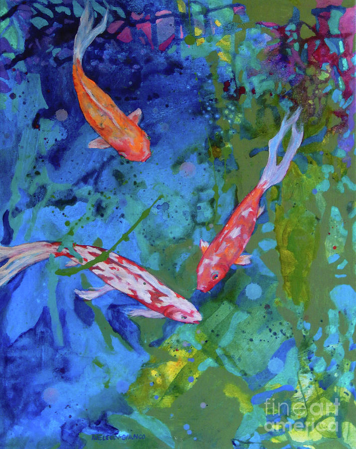 Bird Painting - Mysterious Koi by Sharon Nelson-Bianco