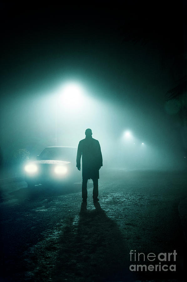 Mysterious Man In Silhouette Waiting By A Parked Car Photograph by Lee Avison