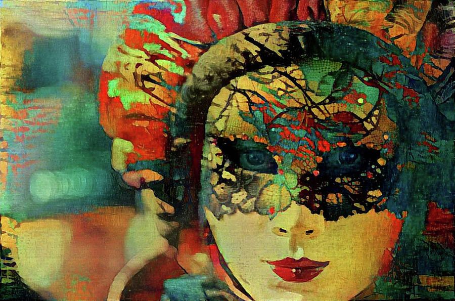 Mysterious mask Mixed Media by Lilia D