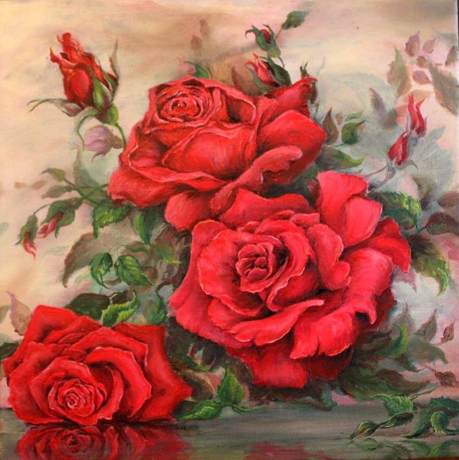 Mysterious Red Roses Painting by Oana Voda - Fine Art America