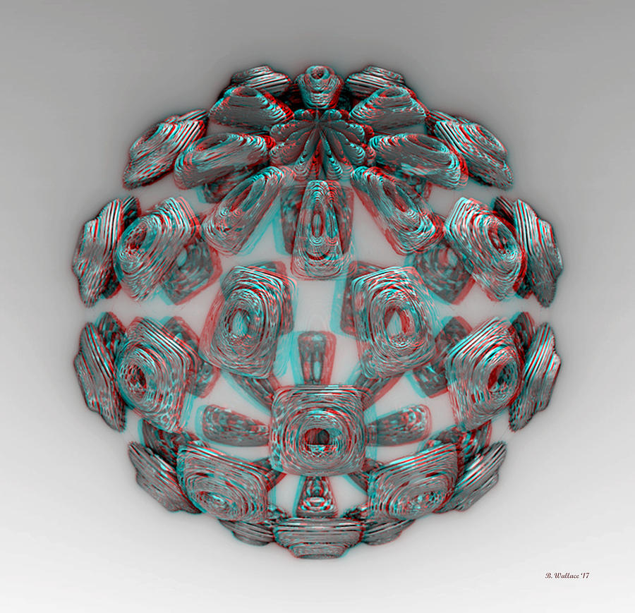 Mysterious Sphere - Red-Cyan 3D Glasses Required Digital Art by Brian Wallace