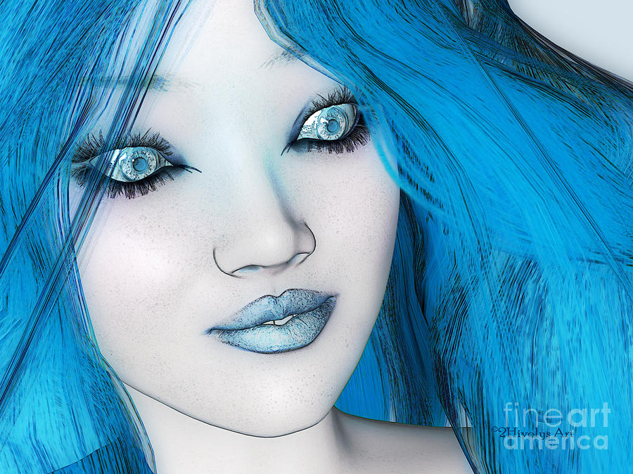Fairy Digital Art - Mysteriously Blue by Two Hivelys