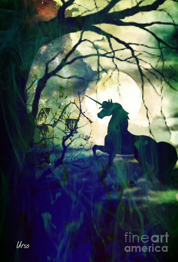 Mystery of the Black Unicorn Digital Art by Maria Urso