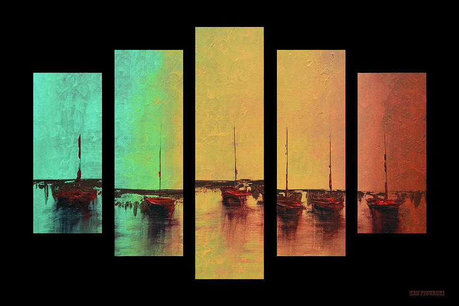 Mystic Bay 5 Panel On One Painting by Ken Figurski