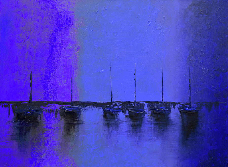 Mystic Bay Purple And Blue Mixed Media by Ken Figurski