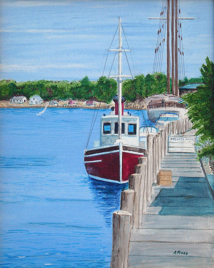 Mystic Dock Painting by Anthony Ross