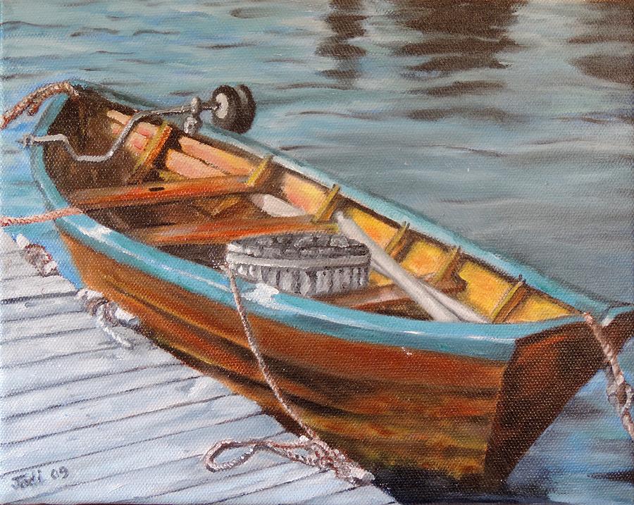 Mystic Fishing Boat Painting by Jodi Higgins
