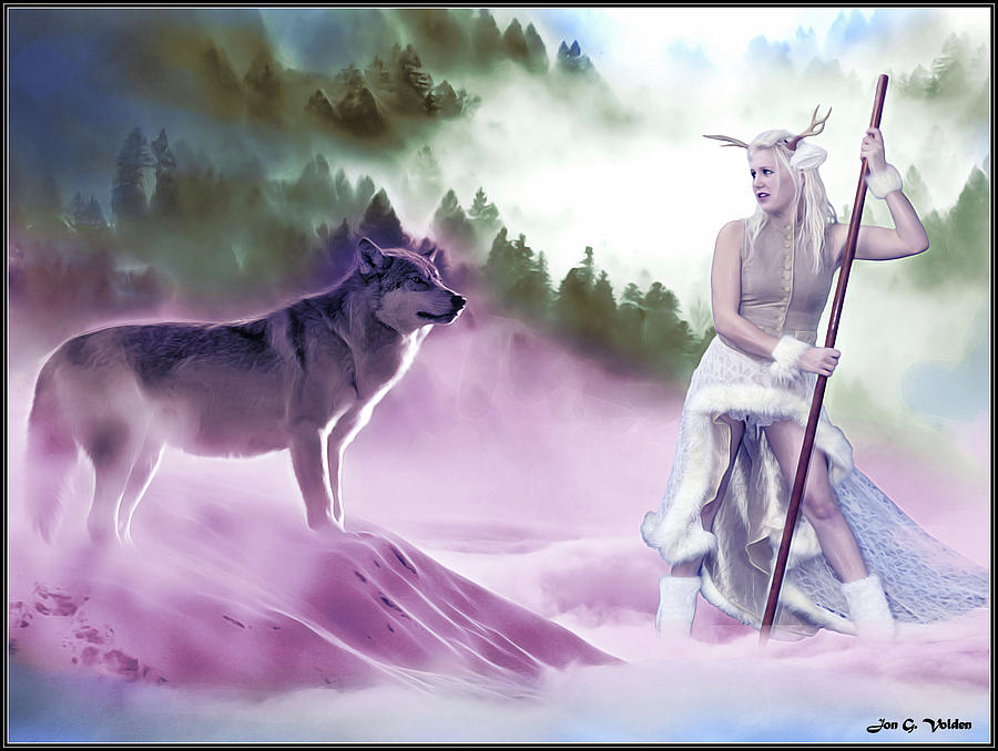 Mystic Guardian And The Wolf Photograph by Jon Volden