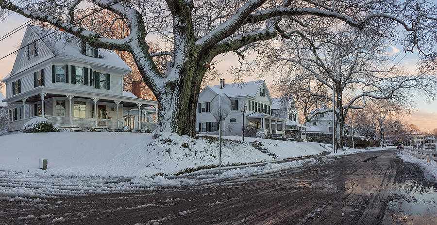 Mystic Houses in Winter Photograph by Kirkodd Photography Of New England