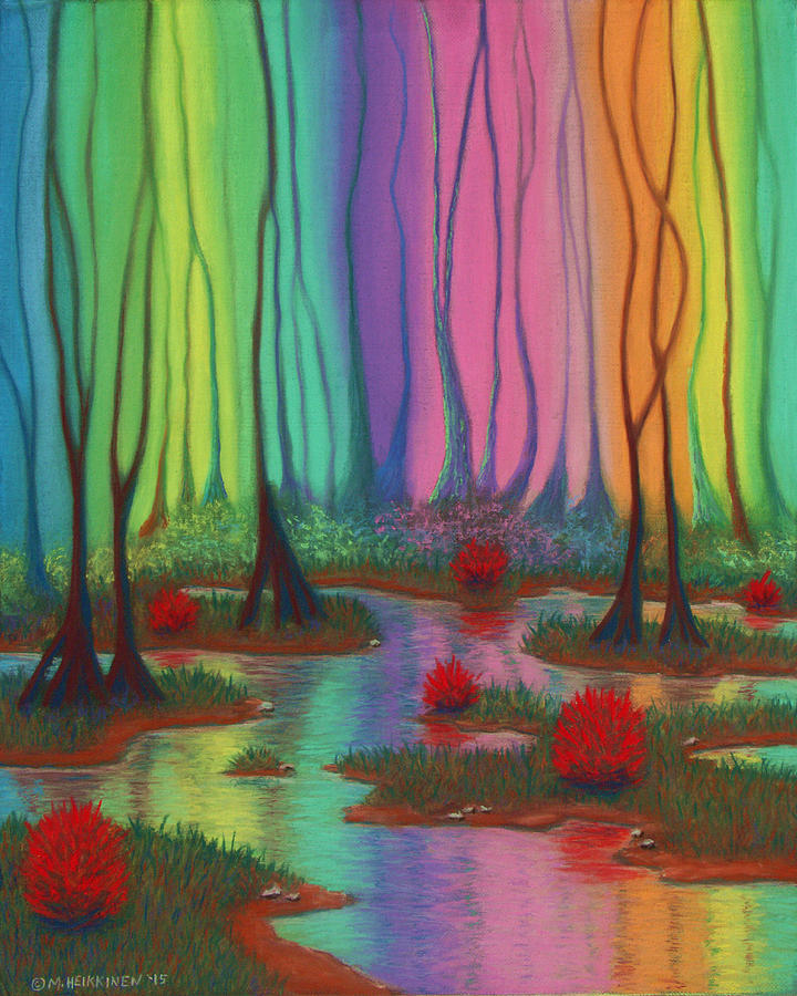 Tree Pastel - Mystic Marsh 01 Panel A by Michael Heikkinen