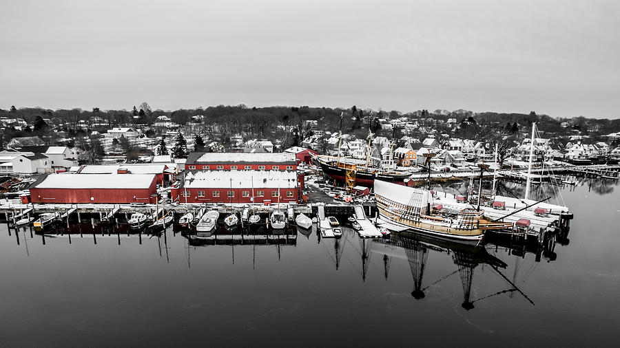 Mystic Seaport in Winter Photograph by Mike Gearin