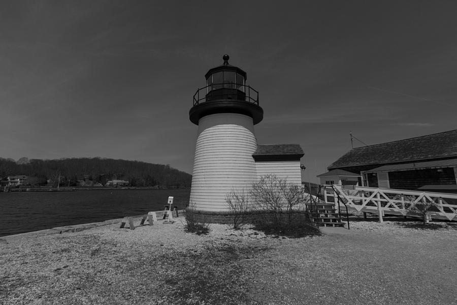 Mystic Seaport Lighthouse Black and White Photograph by Brian MacLean