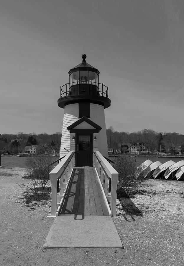 Mystic Seaport Lighthouse Entry in Black and White Photograph by Brian MacLean