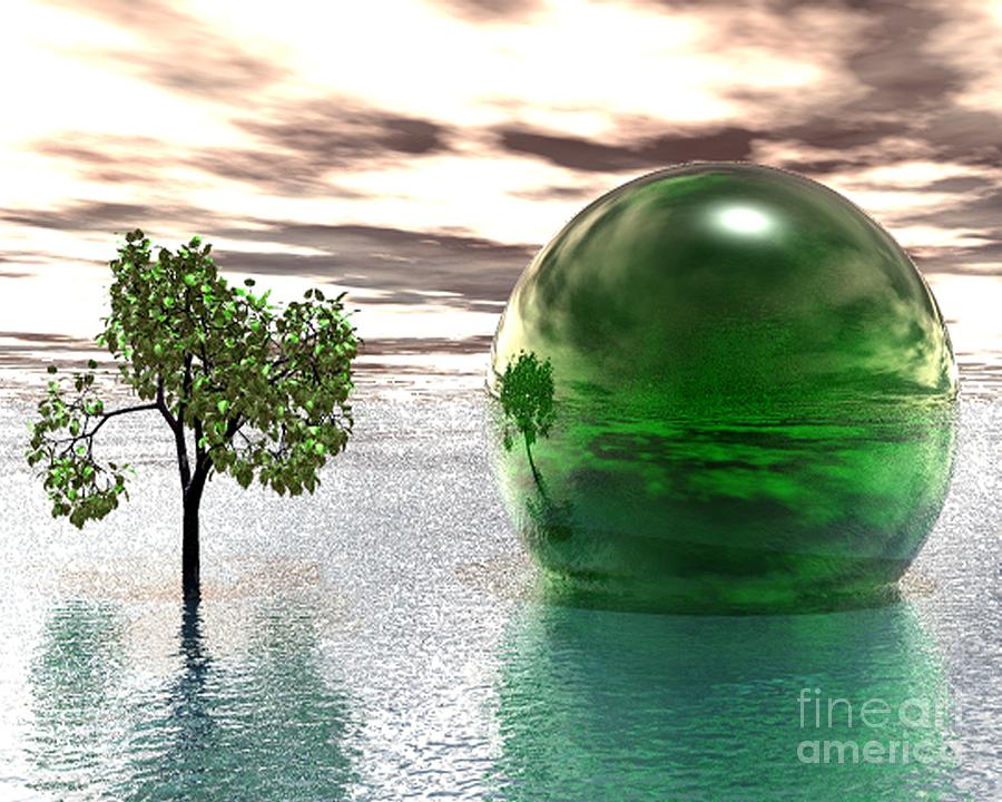 Mystic Surreal in Green Digital Art by Oscar Basurto Carbonell