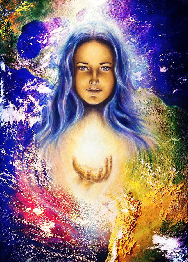 Mystic Woman And Earth Collage Woman Illustration Painting By Jozef Klopacka Fine Art America