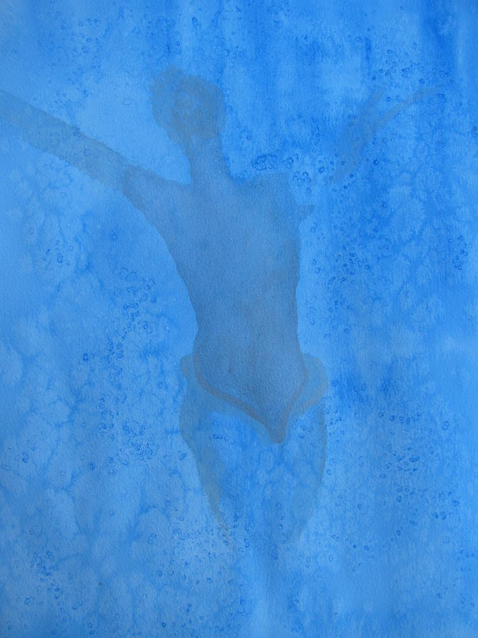 Mystical Merman in Blue Painting by Lindie Racz