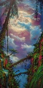 Moon Painting - Mystical Night In The Jungle by Victor Kirton Moon Painting - Mystical Night In The Jungle by Victor Kirton