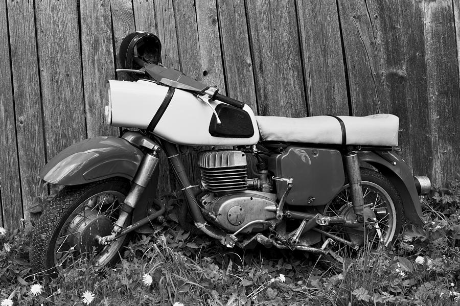 MZ motorcycle bw Photograph by Ivan Slosar