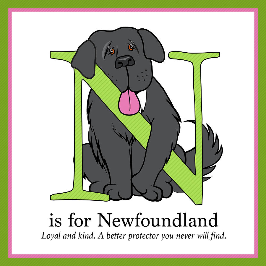 Dog Digital Art - N is for Newfoundland by Christine Mullis