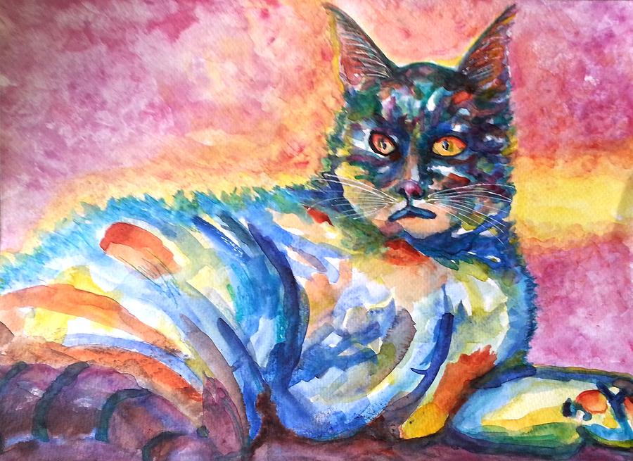 Cat Painting - Na Nadia by Kim Shuckhart Gunns