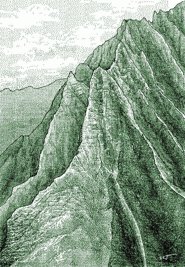 Na Pali Cliffs green Digital Art by Stephen Jorgensen