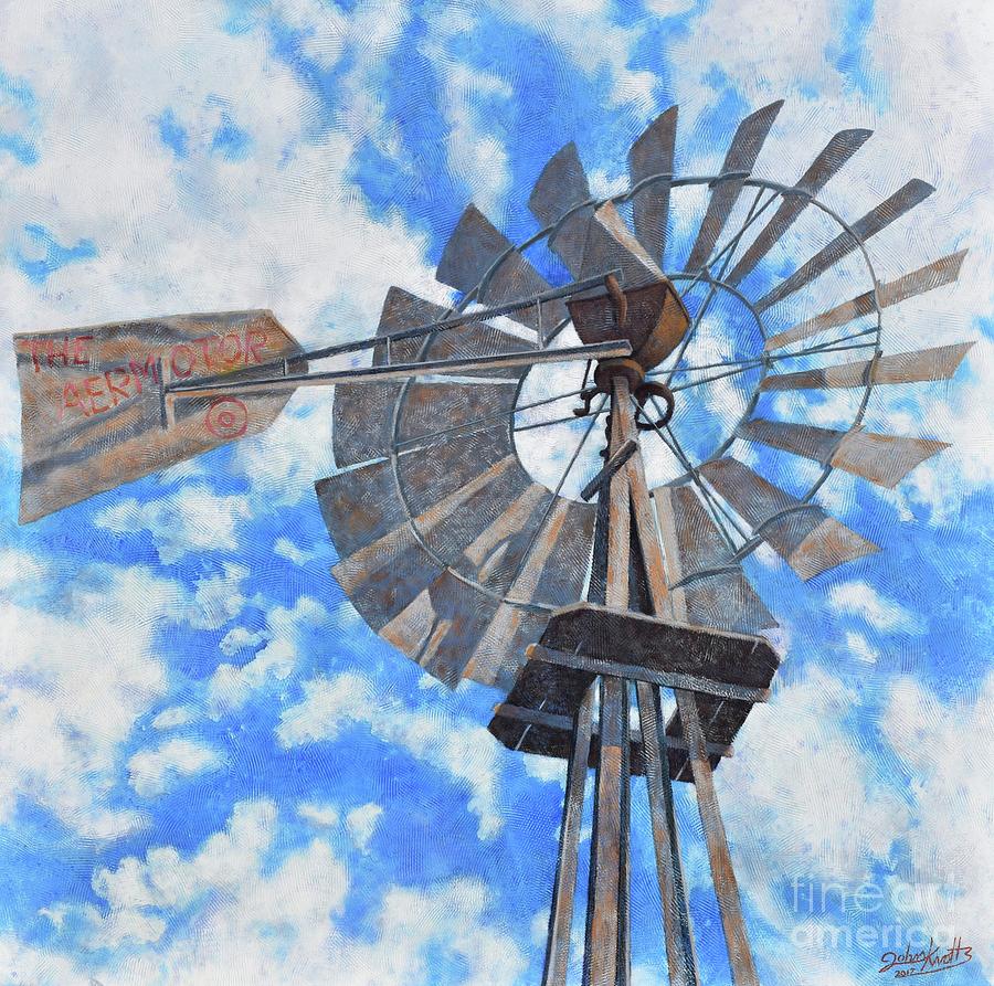 Windmills Painting - Nadines Windmill High Noon by John Knotts