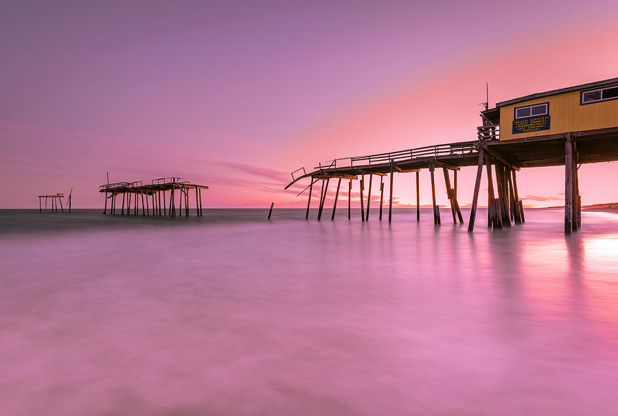 Nags Head Frisco Fishing Pier Sunset Photograph by Ranjay Mitra