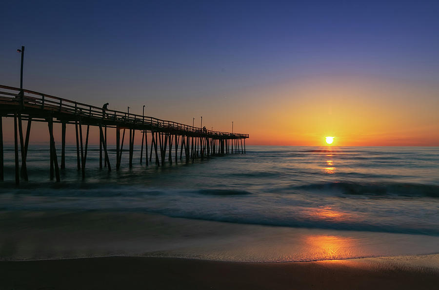 Beach Photograph - Nags Head Pier Sunrise Reflections by Norma Brandsberg