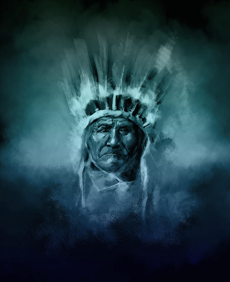 Naive American Chief-geronimo 2 Painting by Bekim M