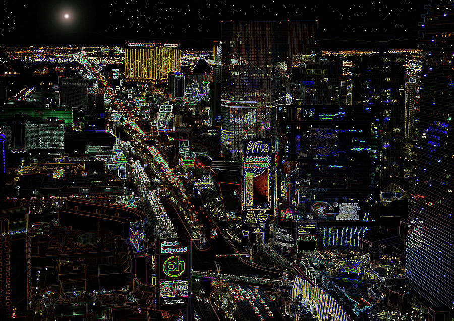 Naked Moon over the strip Photograph by David Lee Thompson