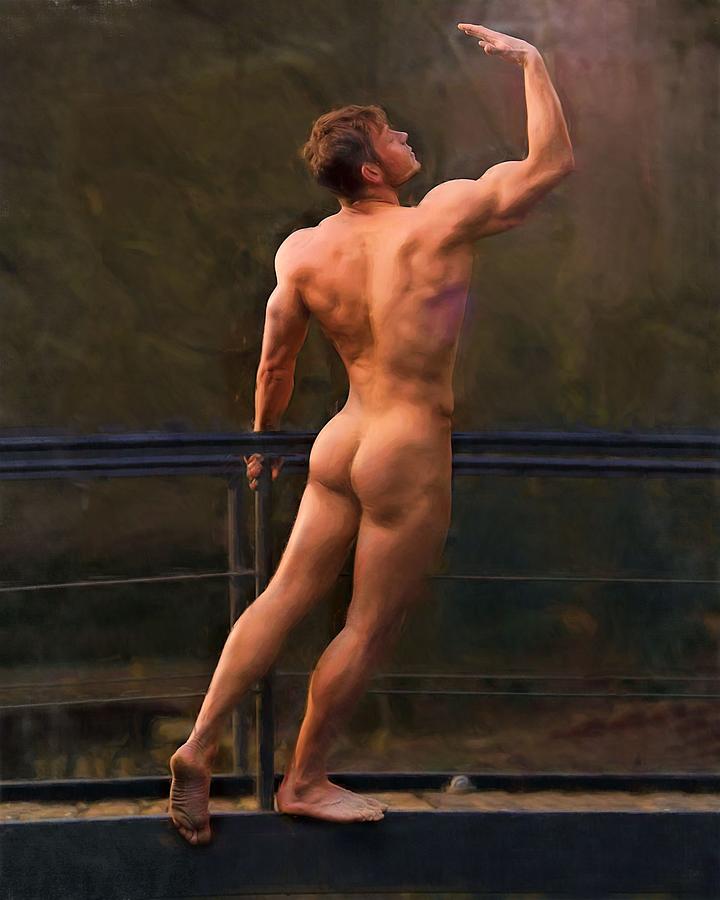 Naked on a Rail Painting by Troy Caperton