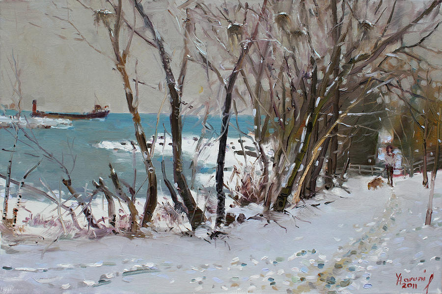 Toronto Painting - Naked Trees by the Lake Shore by Ylli Haruni
