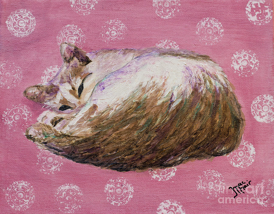 Cat Painting - Namaste I by Jackie MacNair