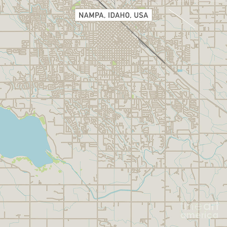 City Digital Art - Nampa Idaho US City Street Map by Frank Ramspott