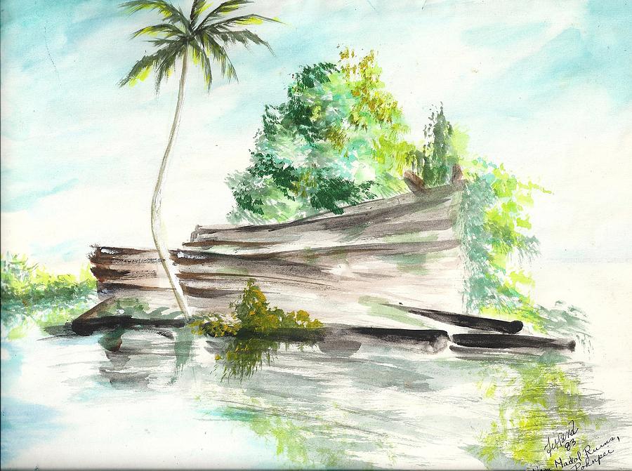 Nan Madol Ruins Pohnpei Painting by Karen  Ferrand Carroll