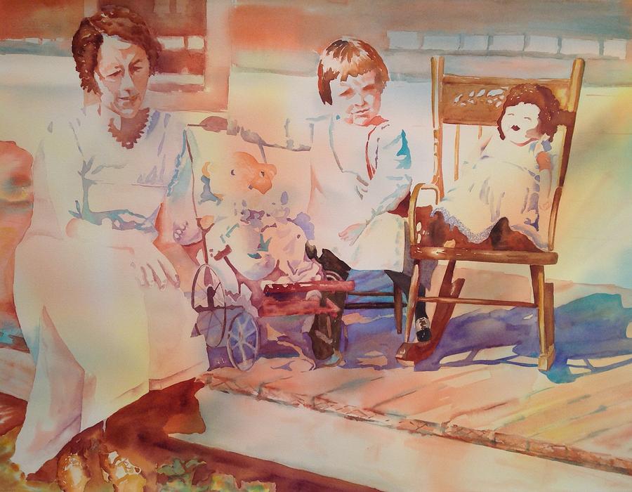 Nannie  Auntie and her dollies Painting by Tara Moorman