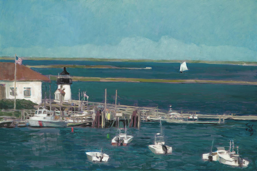 Nantucket Harbor Painting by Thomas Tribby