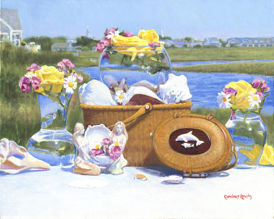 Nantucket Mermaid Bouquets Painting by Candace Lovely