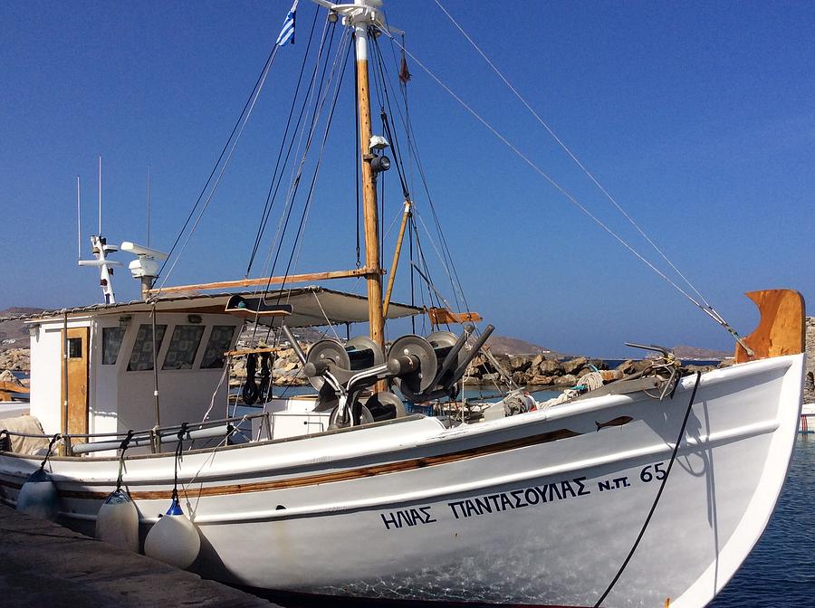 Boat Photograph - Naoussa Old Port Paros Greece by Colette V Hera Guggenheim