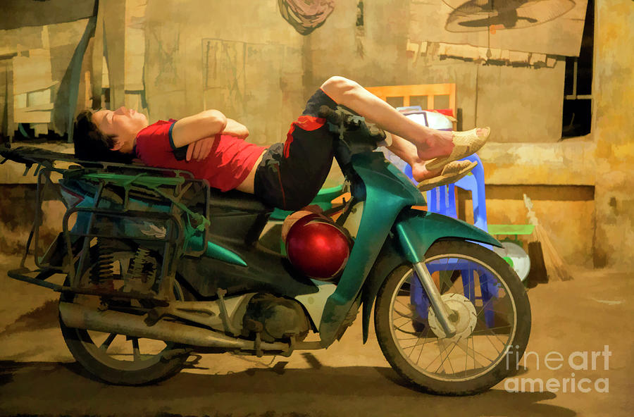Nap Time on Motorcycle Hanoi  Photograph by Chuck Kuhn