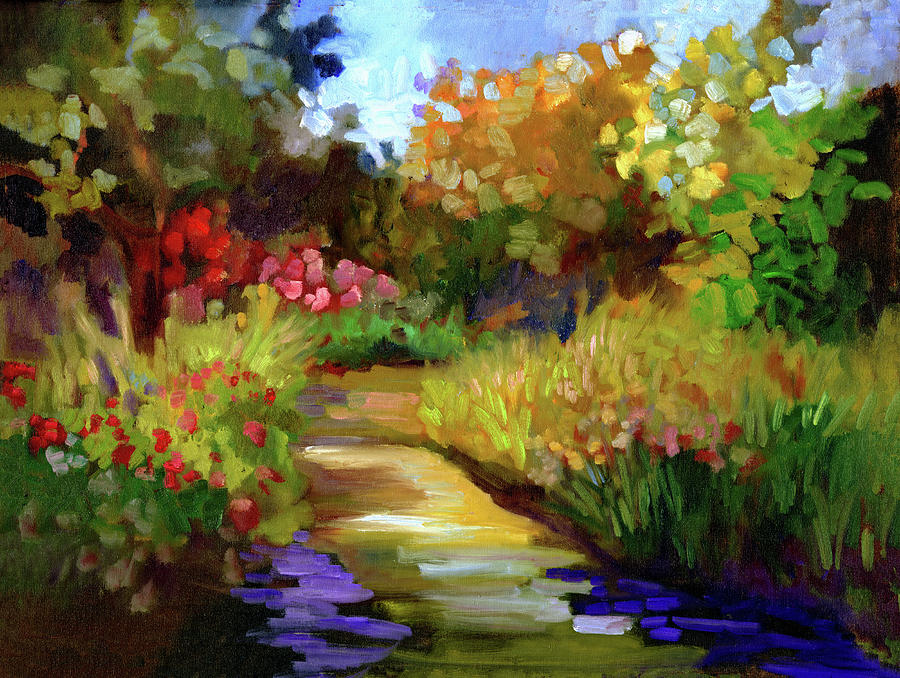 Iris Painting - Napa Summer Garden by Sally Rosenbaum