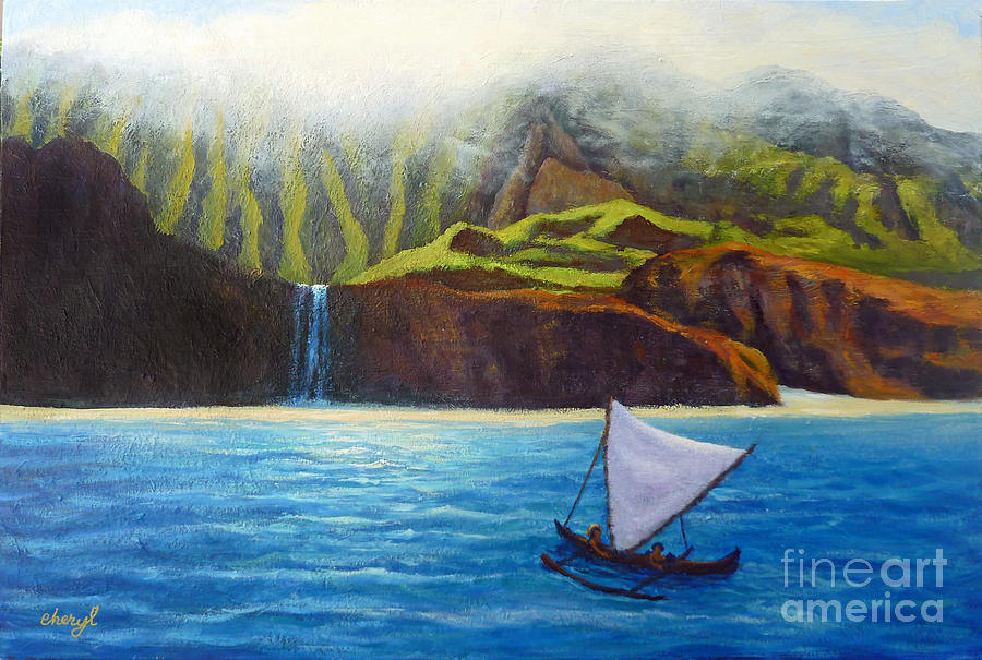 Napali Coast Painting by Cheryl Del Toro