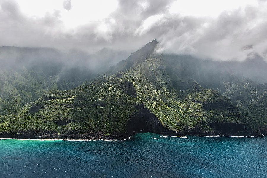NaPali Coast in Clouds and Fog Photograph by Teresa Wilson