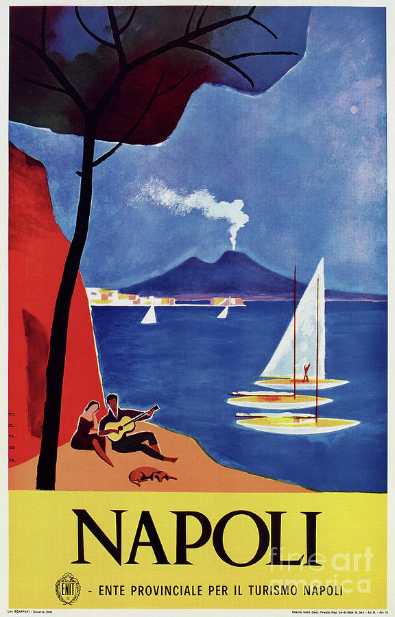 Napels Italy retro vintage travel ad Drawing by Heidi De Leeuw