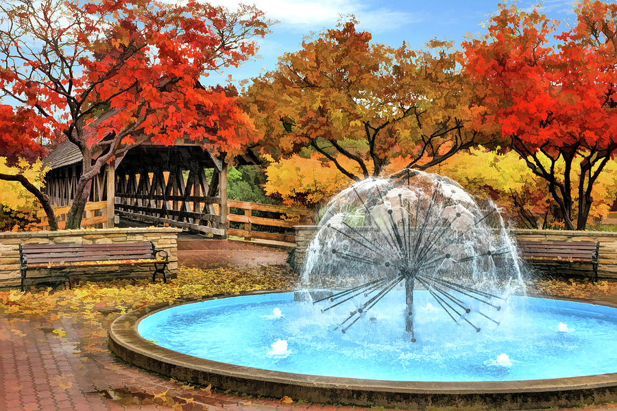 Naperville Dandelion Fountain Painting by Christopher Arndt