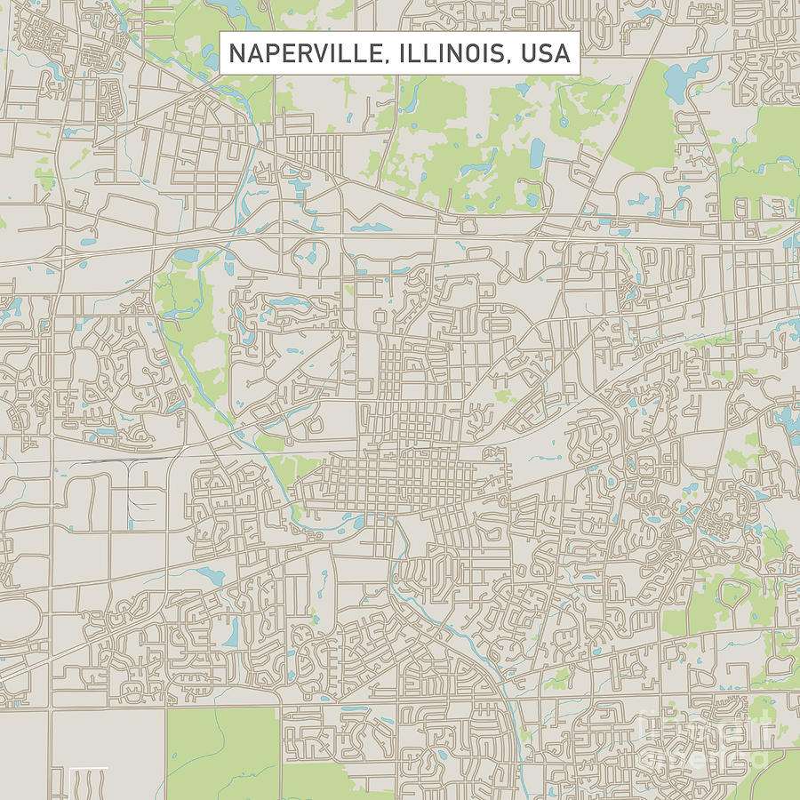 Naperville Digital Art - Naperville Illinois US City Street Map by Frank Ramspott