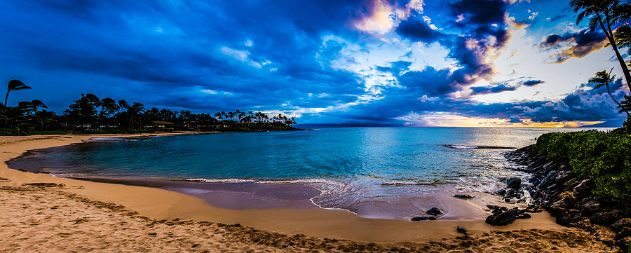 Beach Sunset Photograph - Napili Bay Sunset Panorama by Dave Fish