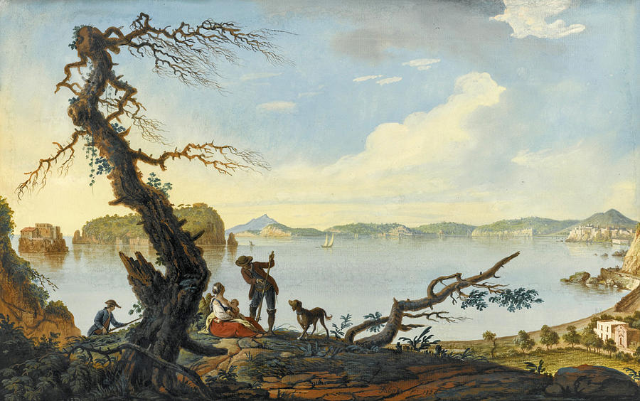 Naples a view of the Gulf of Pozzuoli and the islands of Nisida Procida Ischia and Capri Painting by Pietro Fabris