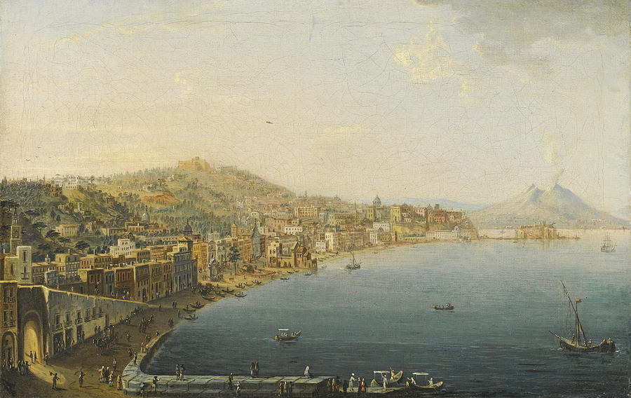 Naples a view of the Riviera di Chiaia Painting by Pietro Antoniani