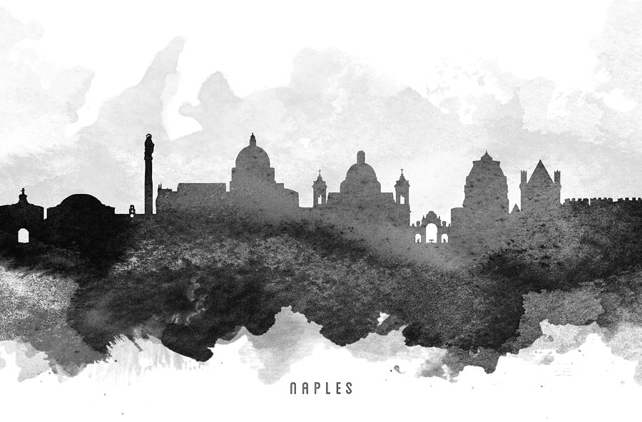 Skyline Painting - Naples Cityscape 11 by Aged Pixel
